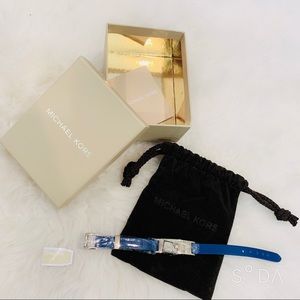 Michael Kors Gold Motif Padlock Leather Bracelet